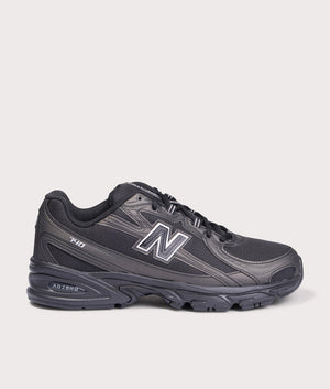 New Balance 740 in Black at EQVVS Menswear. Side shot.