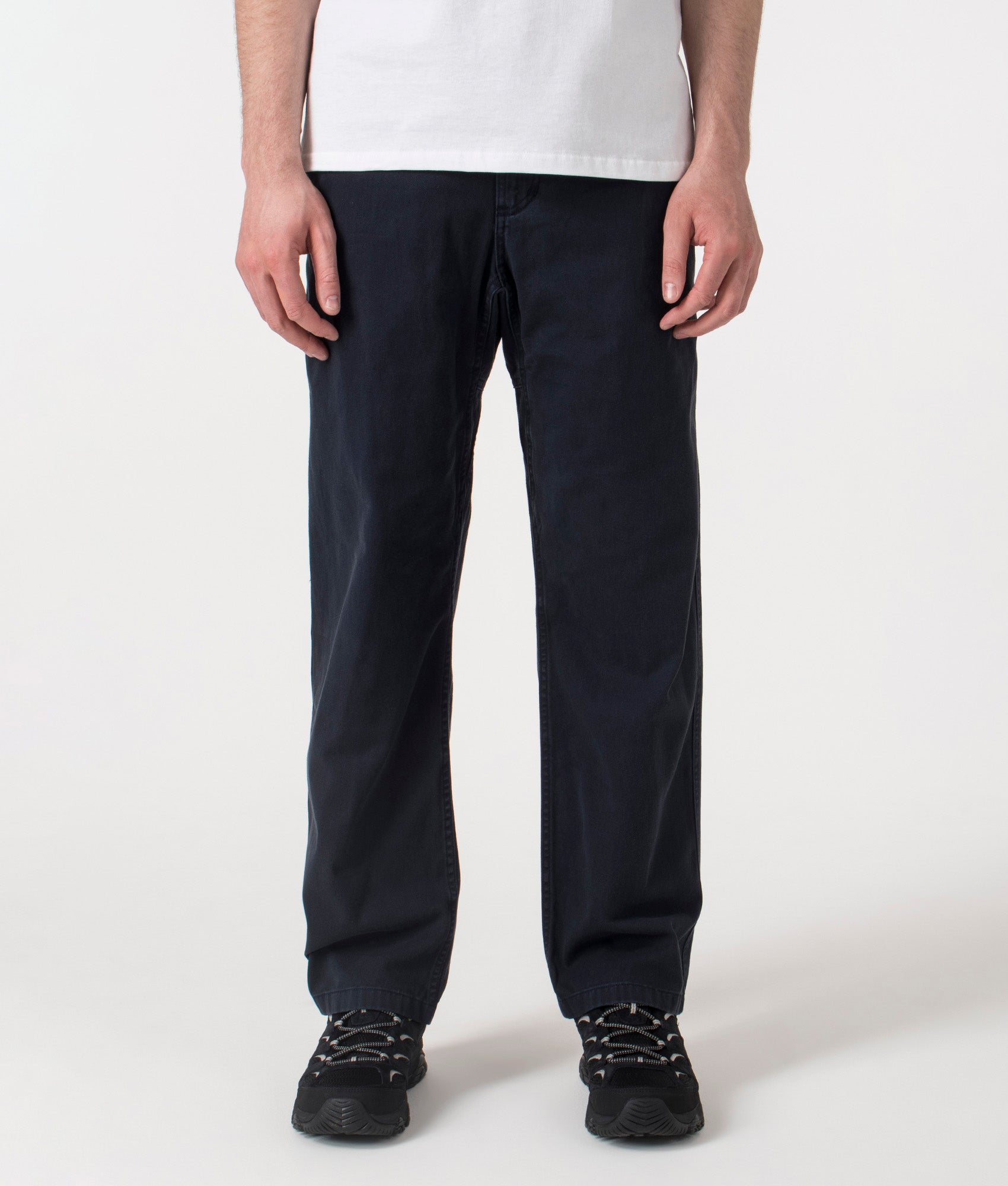 Gramicci Straight Fit Gramicci Pants in Double Navy at EQVVS. Front Shot.