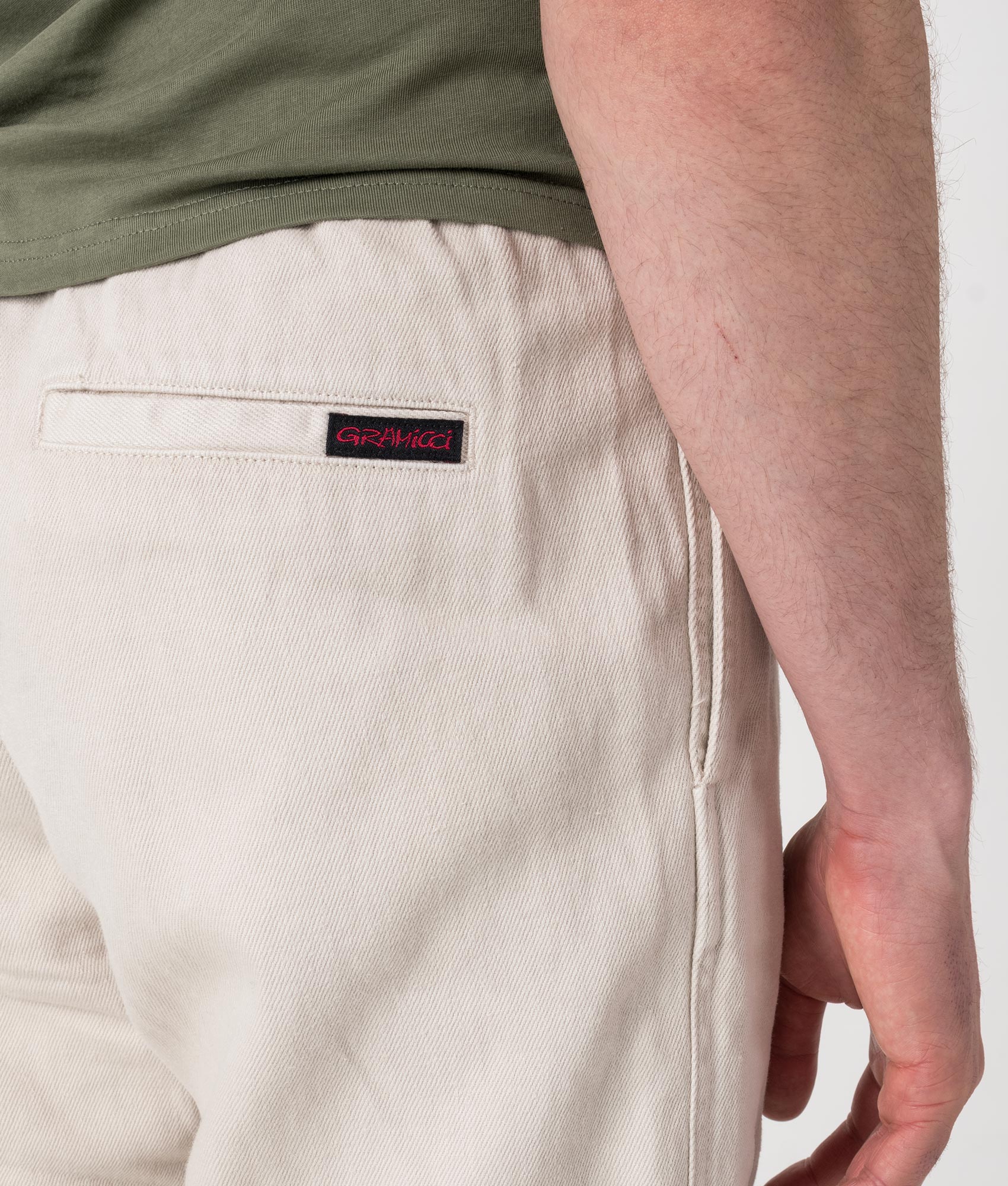 Gramicci Hemp Gramicci Pants in Stone at EQVVS. Back detail Shot.