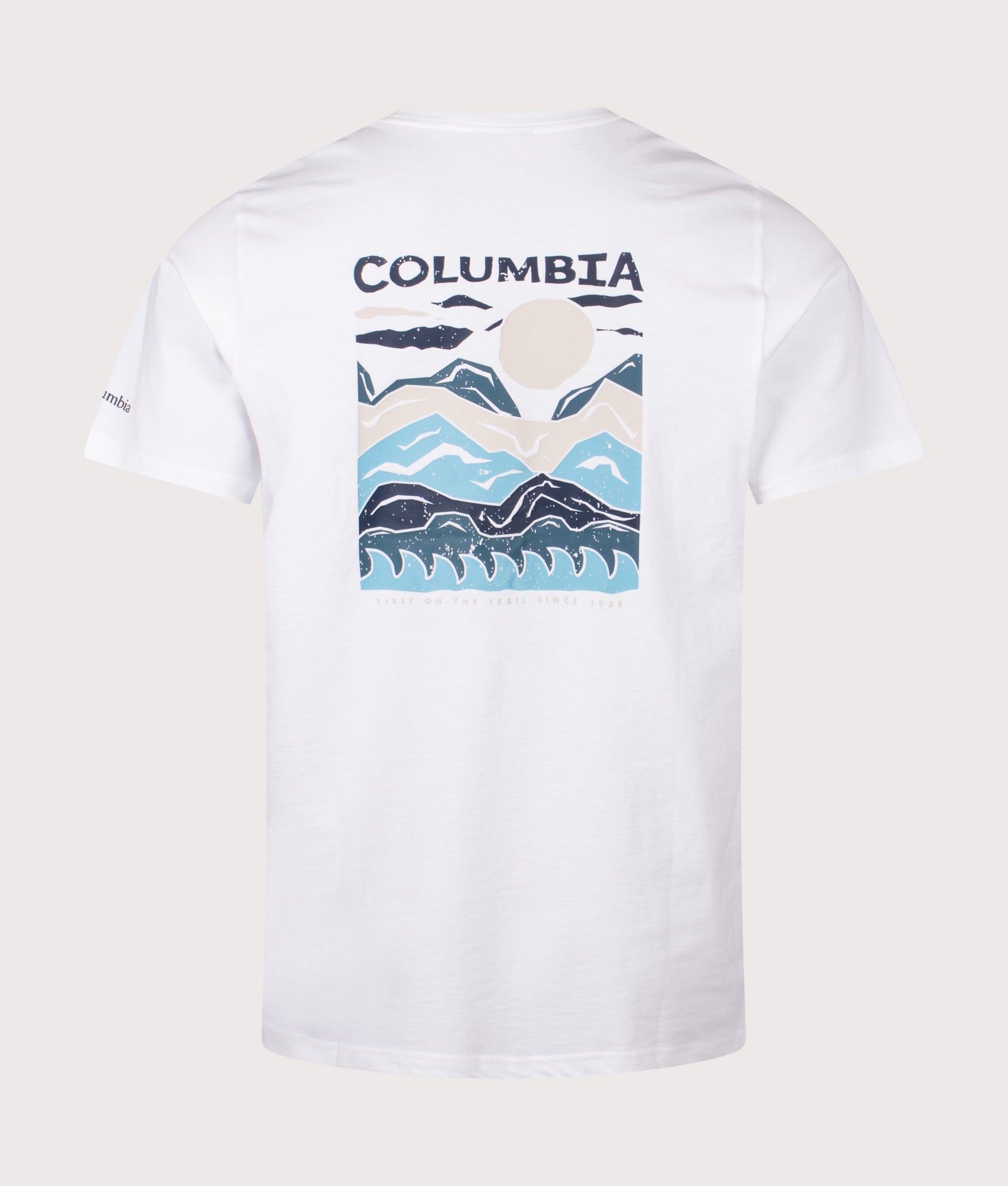 Explorers Canyon Back T-Shirt in Black/ Peaks and Waves. | 100% Cotton | Columbia | Shot at EQVVS | Back shot 