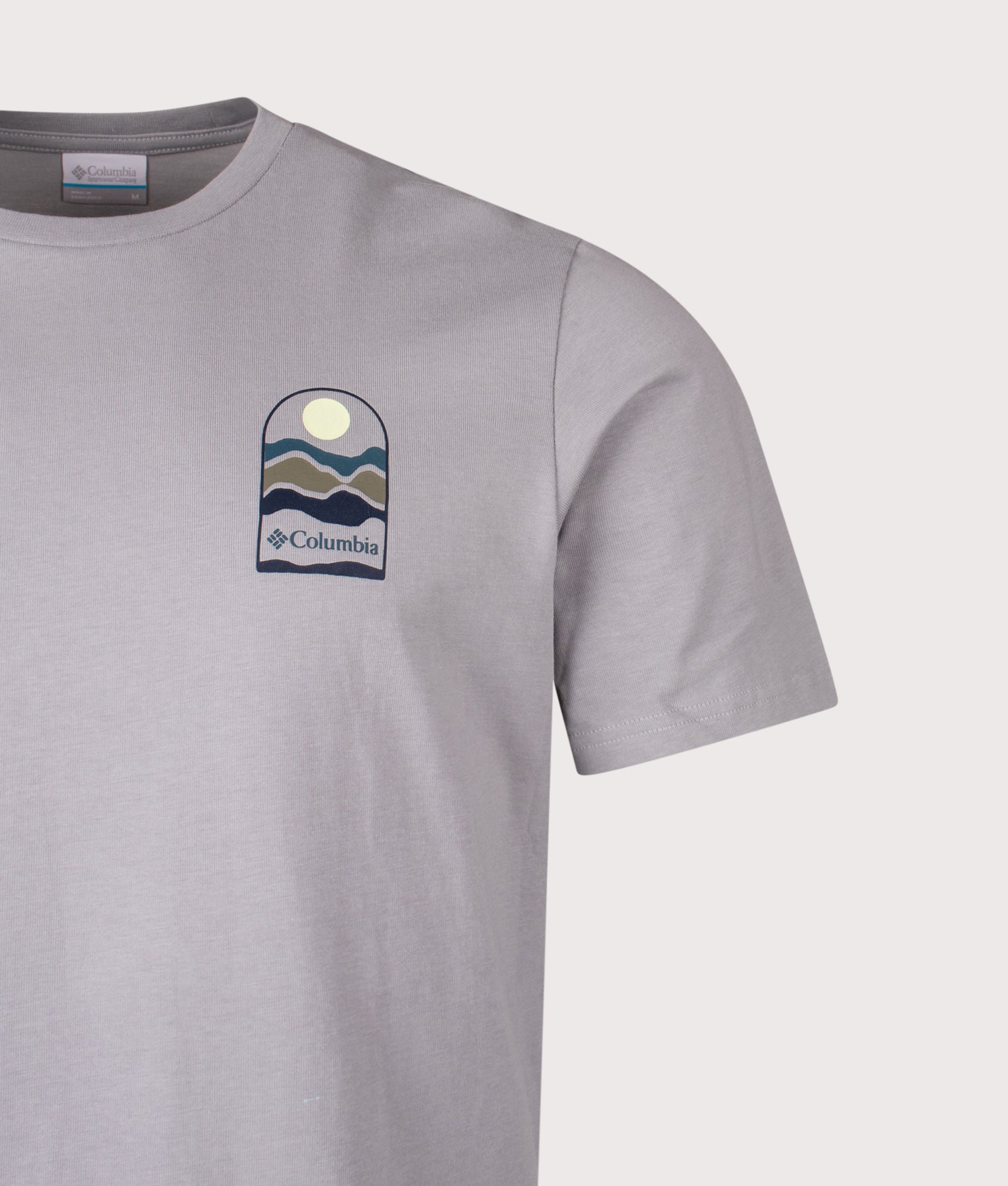 Explorers Canyon Back T-Shirt in Columbia Grey/ Get Hiked. | 100% Cotton | Columbia | Shot at EQVVS | Detail shot 