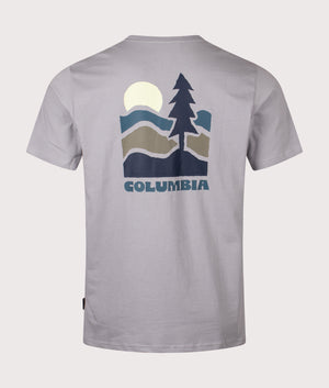 Explorers Canyon Back T-Shirt in Columbia Grey/ Get Hiked. | 100% Cotton | Columbia | Shot at EQVVS | Back print 