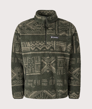 Columbia Rugged Ridge High Pile Quarter Zip Sweatshirt by Columbia in Greenscape Deschutes Days. Shot by EQVVS. Front shot.