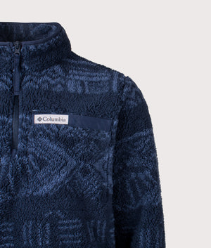 Rugged Ridge High Pile Quarter Zip Sweatshirt in Coll Navy Deschutes Days. | Columbia | Shot at EQVVS | Front detail shot 
