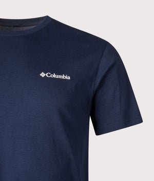 North Cascades T-Shirt in a Collegiate Navy/Framed Treebark | Columbia | Shot at EQVVS | Front detail shot 