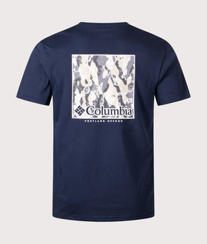 North Cascades T-Shirt in a Collegiate Navy/Framed Treebark | Columbia | Shot at EQVVS | Back shot 