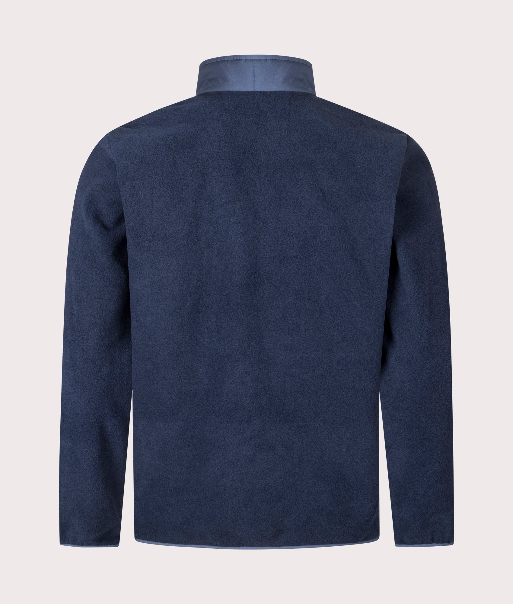 COLUMBIA Sequoia Grove Quarter Zip Fleece Sweatshirt in Collegiate Navy/ Dark Mountain at EQVVS Menswear. Back shot.