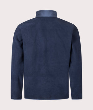 COLUMBIA Sequoia Grove Quarter Zip Fleece Sweatshirt in Collegiate Navy/ Dark Mountain at EQVVS Menswear. Back shot.