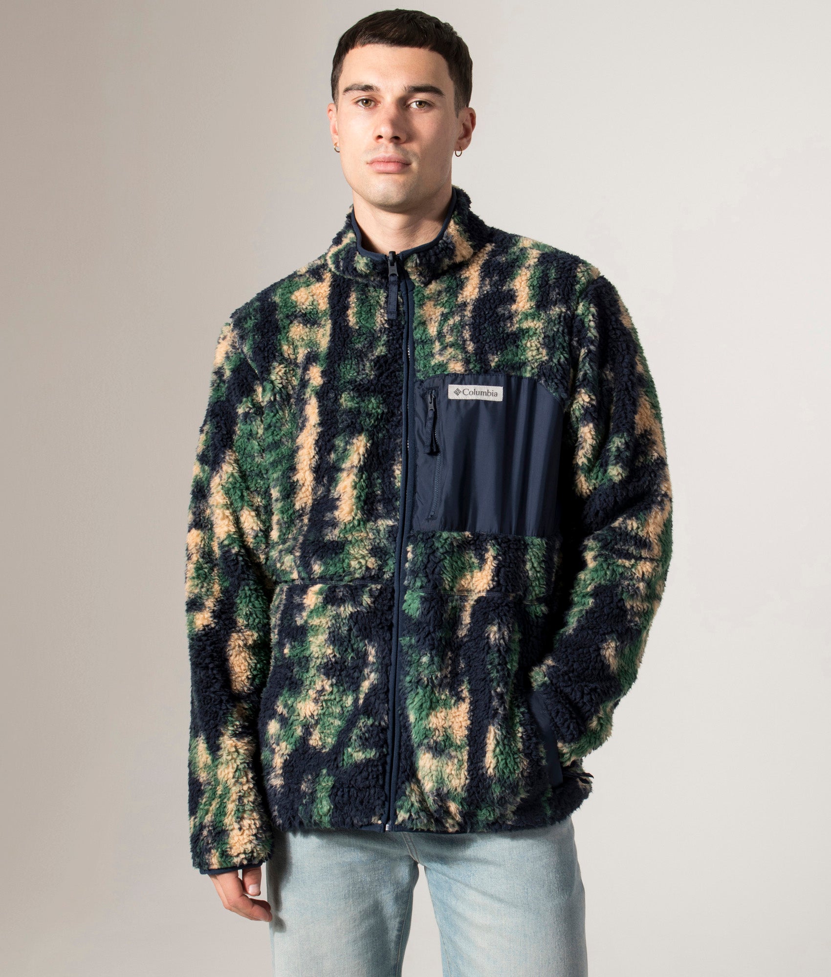 Winter Pass Reversible Fleece Full Zip Sweatshirt in Collegiate Navy | Columbia | Shot at EQVVS | Front model shot 