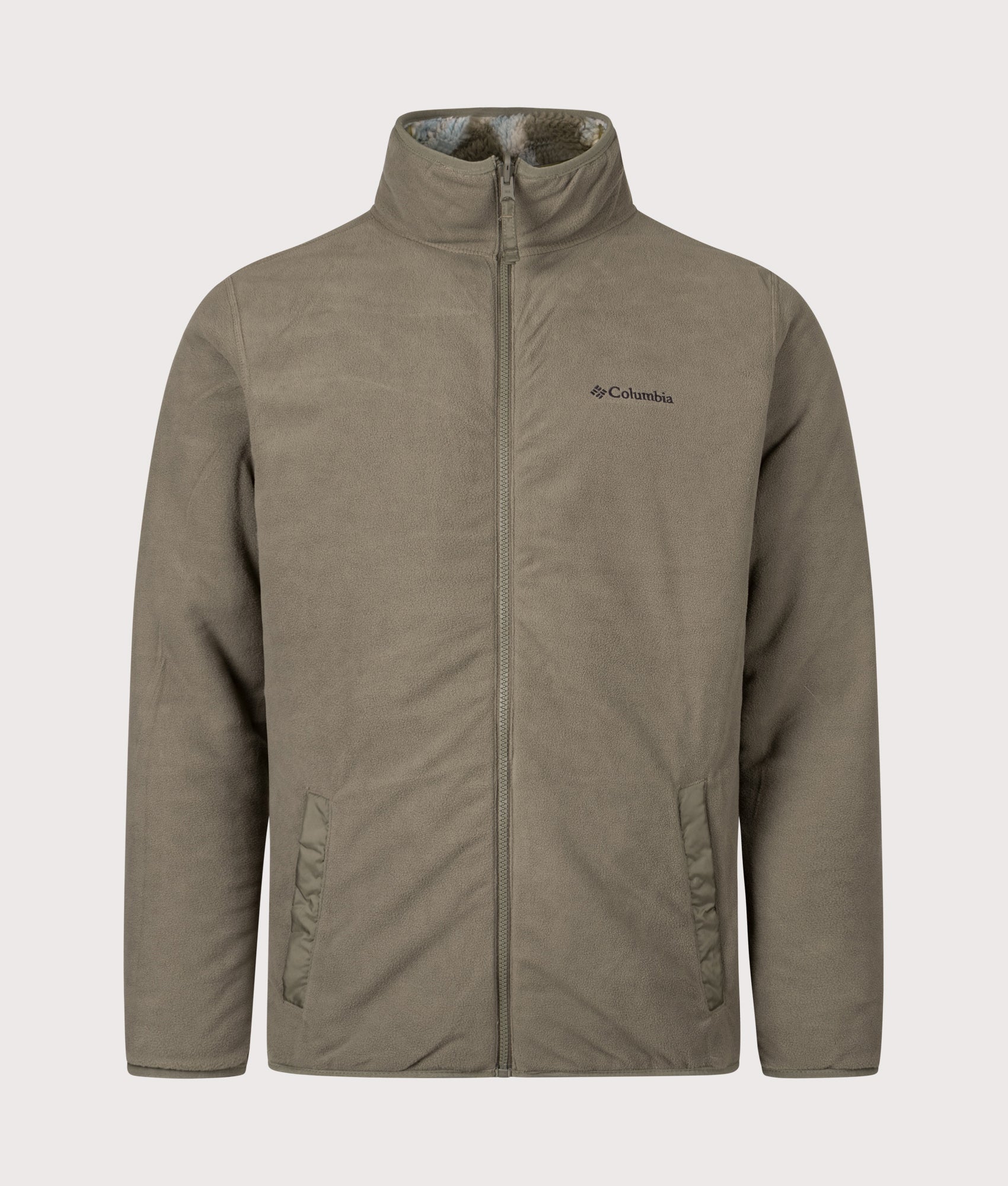 Winter Pass Reversible Fleece Full Zip Sweatshirt in Stone Green Treebark | Columbia | Shot at EQVVS | Front inner shot 