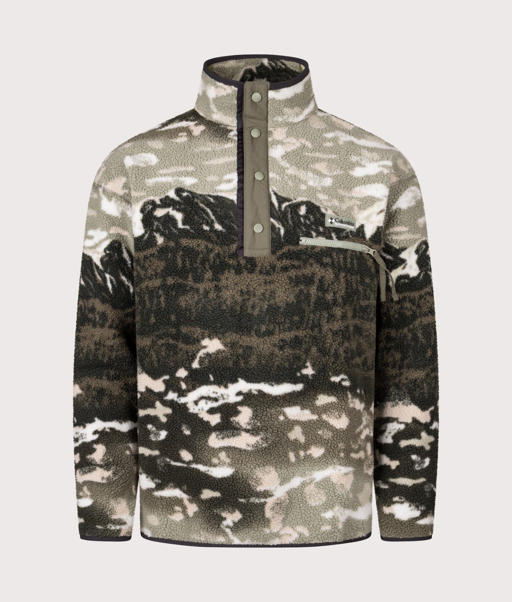 Helvetia II Printed Half Snap Fleece Sweatshirt in Camel Brown Sisters | Columbia | Shot at EQVVS | Front shot 