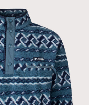 Helvetia II Printed Half Snap Fleece Sweatshirt in Everblue KnitKnot | Columbia | Shot at EQVVS | Front detail shot 