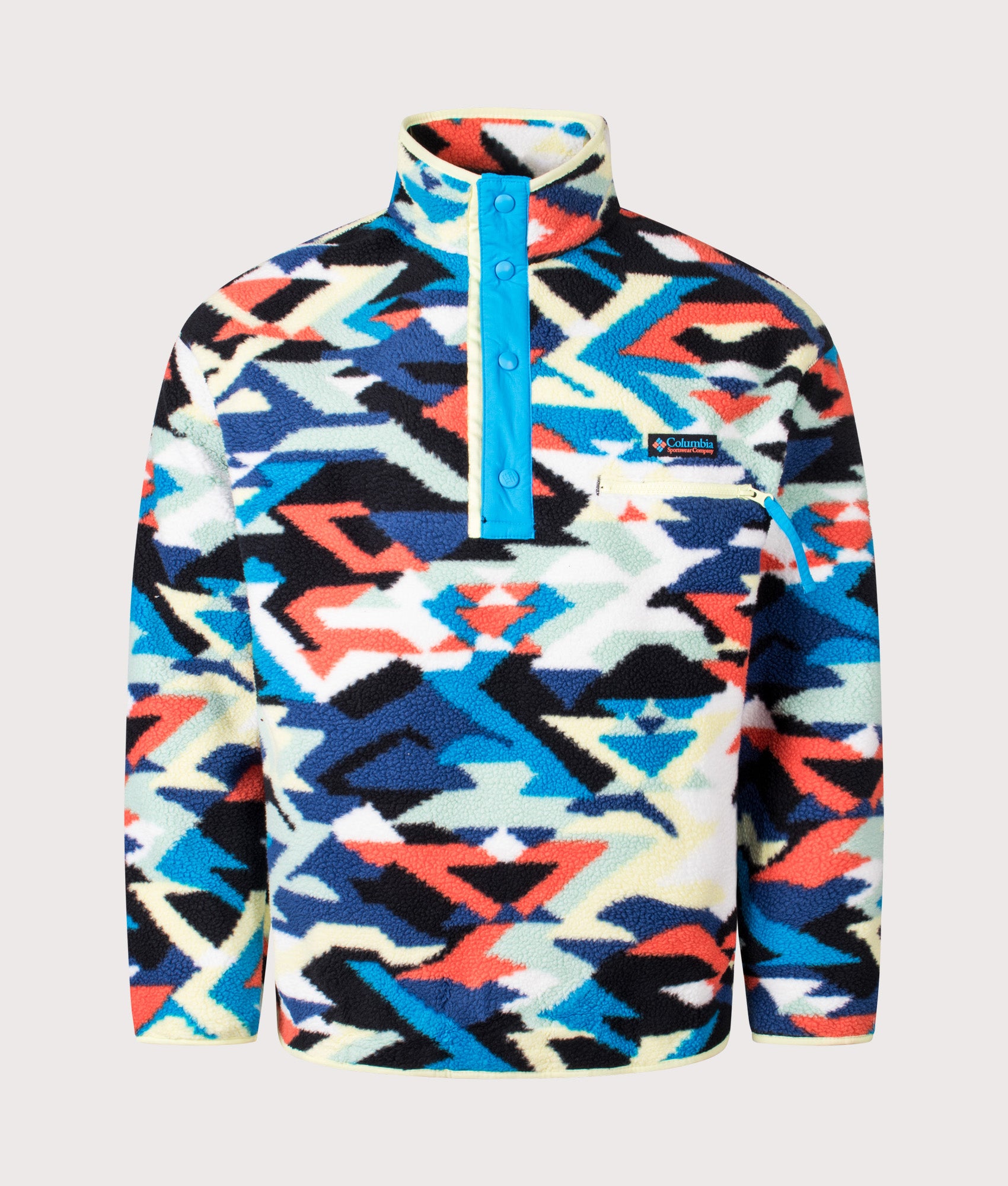 Helvetia II Printed Half Snap Fleece Sweatshirt in Compass Blue Reflections | Columbia | EQVVS | Front shot 
