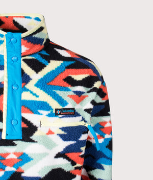 Helvetia II Printed Half Snap Fleece Sweatshirt in Compass Blue Reflections | Columbia | EQVVS | Front detail shot 