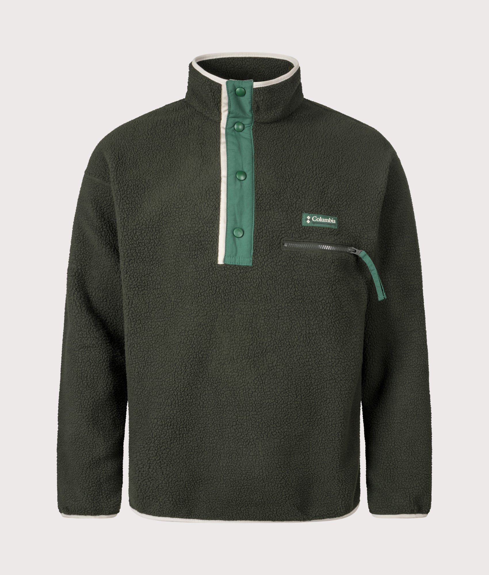 Helvetia II Printed Half Snap Fleece Sweatshirt in Greenscape | Columbia | EQVVS | Front shot 