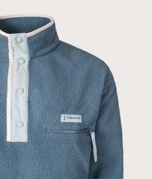 Helvetia II Printed Half Snap Fleece Sweatshirt in Greenscape | Columbia | EQVVS | Front detail shot