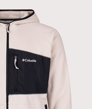 Fast Trek Overlay Full Zip Hoodie in Dark Stone/Black | Columbia | Shot at EQVVS | Front detail shot 