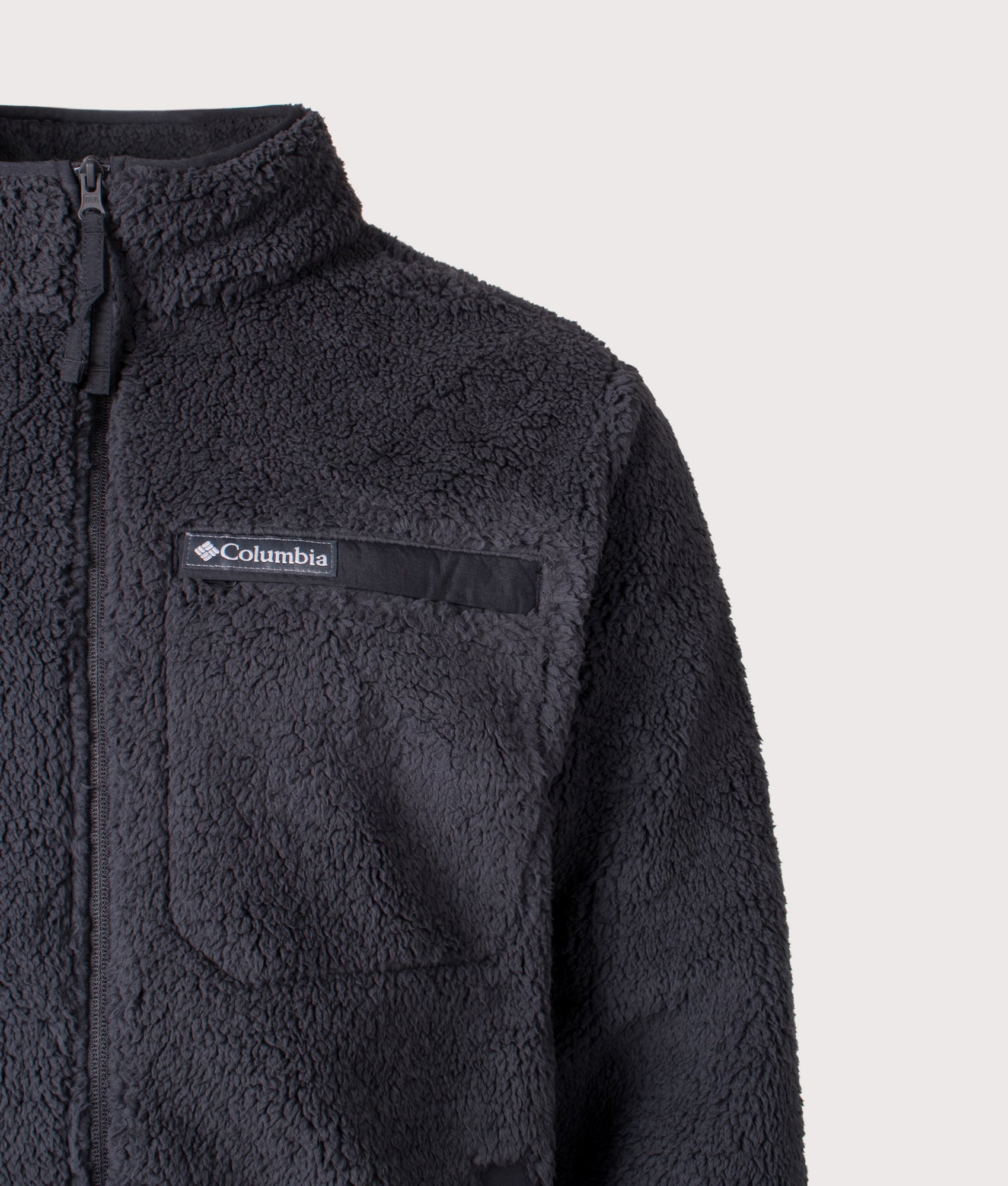 Rugged Ridge High Pile Full Zip Fleece Sweatshirt in Black | Columbia | Shot at EQVVS | Front detail shot 
