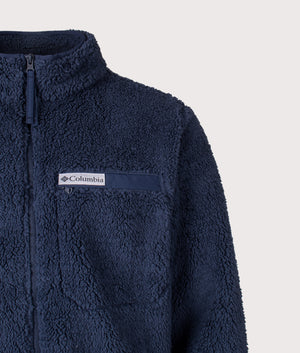 Rugged Ridge High Pile Full Zip Fleece Sweatshirt in Collegiate Navy | Columbia | Shot at EQVVS | Front detail shot 
