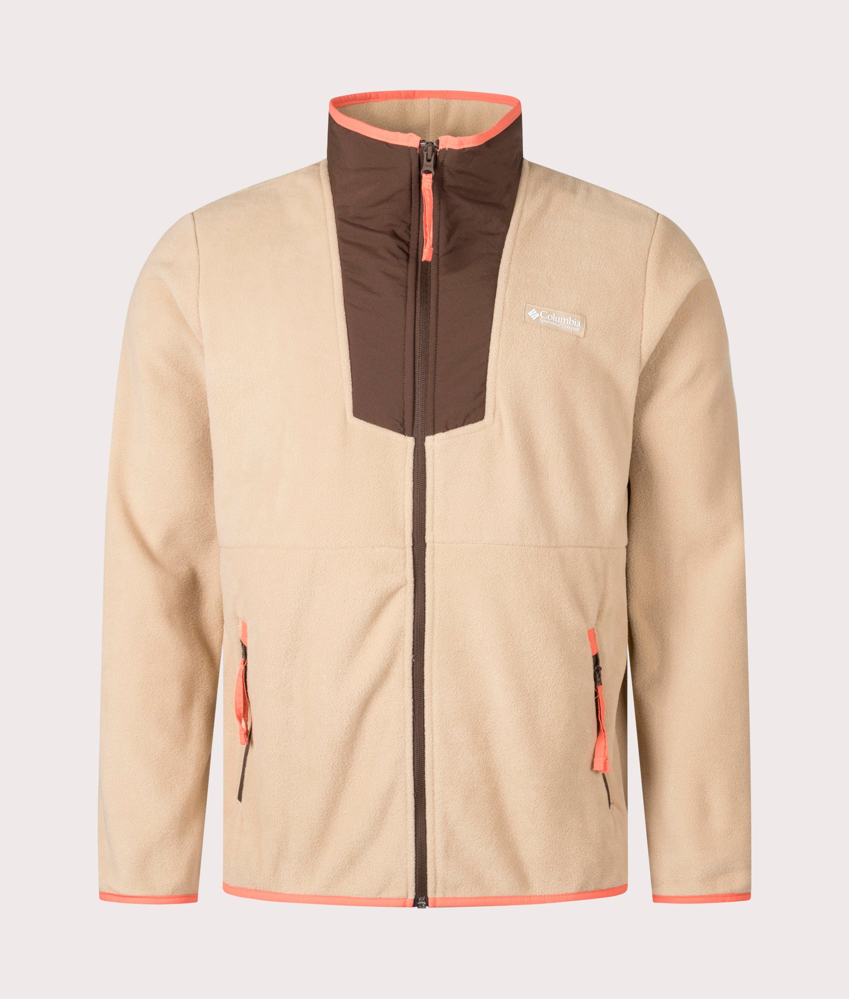 Columbia Sequoia Grove Full Zip Sweatshirt arrives in Canoe/ Tobacco at EQVVS Menswear. Front shot.