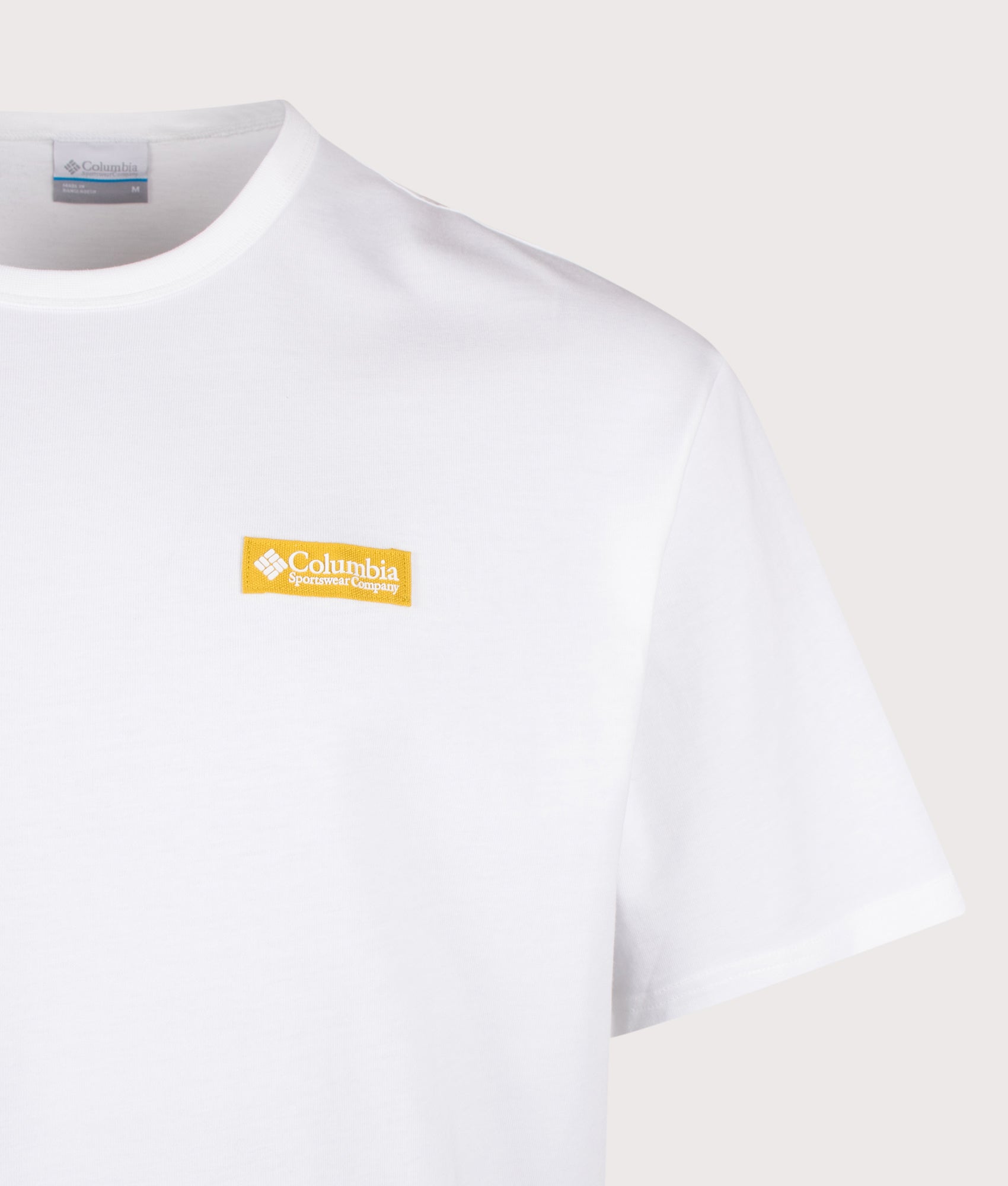 Relaxed Fit CSC Heavyweight Iconic T-Shirt in White/Repeated Peaks by Columbia. Shor by EQVVS. Detail Shot.