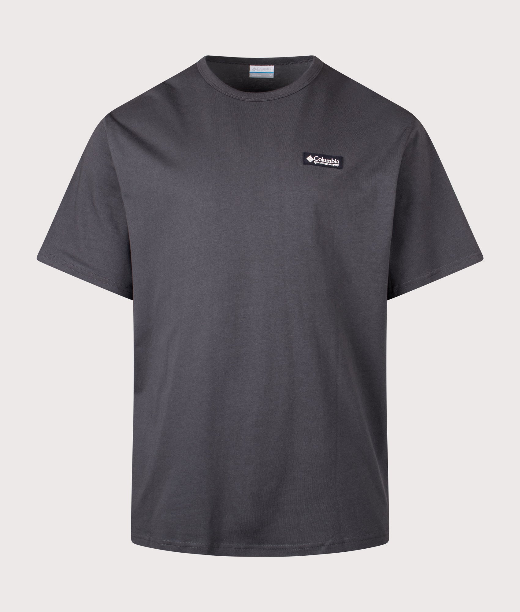 Columbia Relaxed Fit CSC Heavyweight Iconic T-Shirt in Shark and Repeated Peaks at EQVVS Menswear. Front shot.