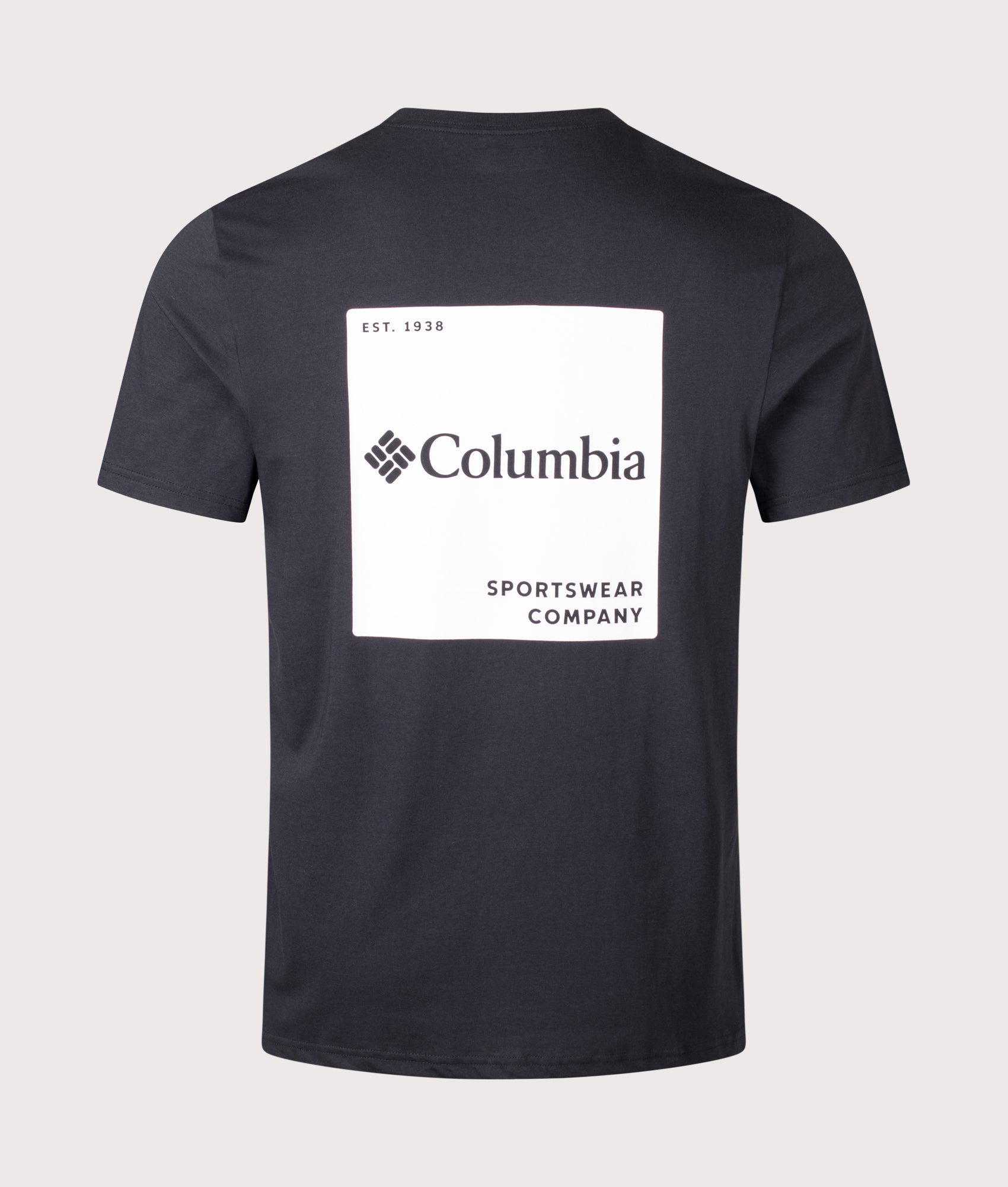 Columbia Regular Fit CSC Logo Back T-Shirt in Black/Boxy Brand at EQVVS Menswear. Back shot.