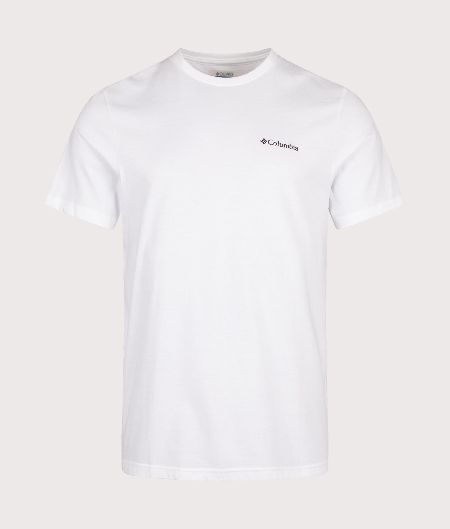 Columbia Regular Fit CSC Logo Back T-Shirt in White/Boxy Brand at EQVVS Menswear. Front shot.