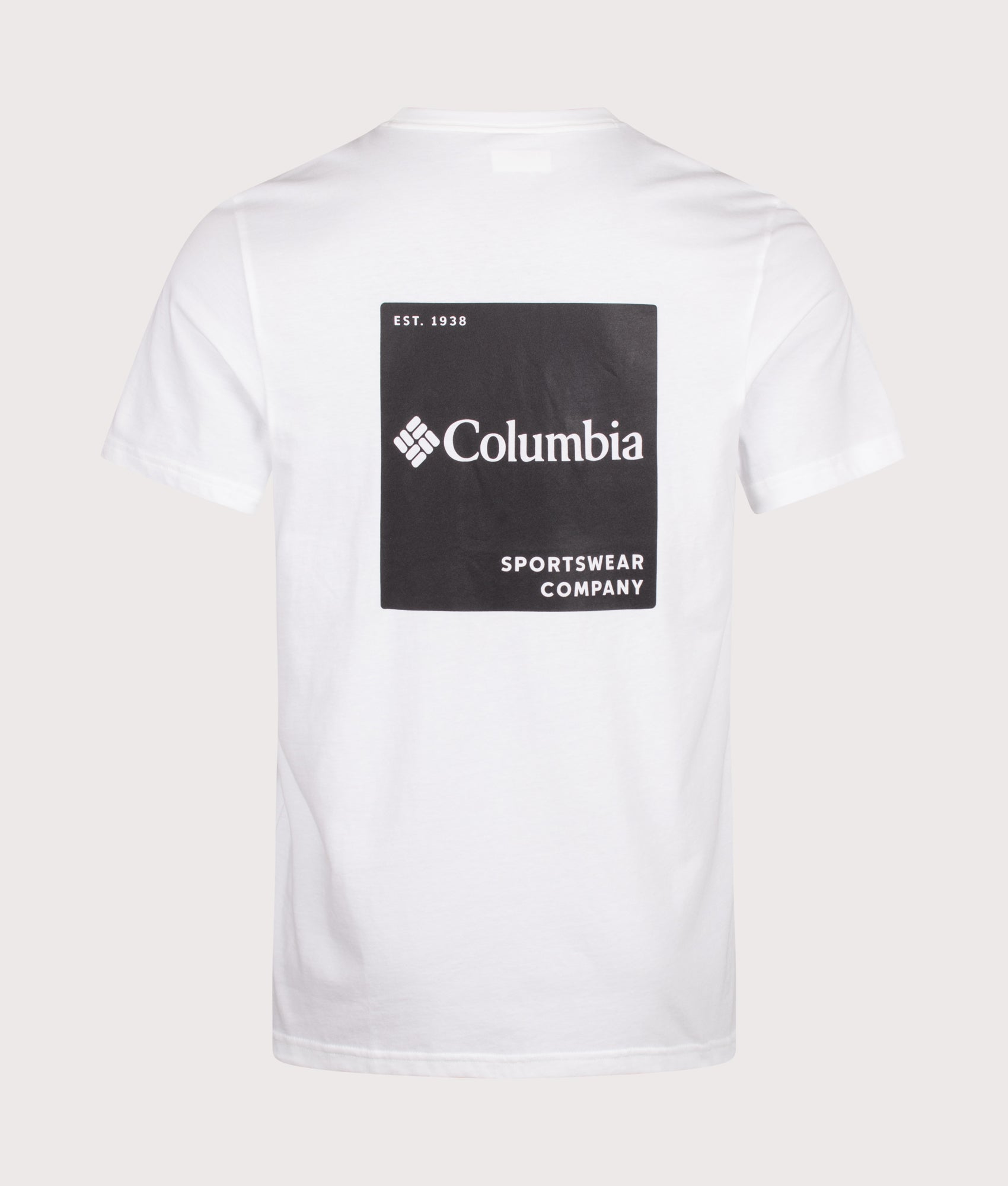 Columbia Regular Fit CSC Logo Back T-Shirt in White/Boxy Brand at EQVVS Menswear. Back shot.