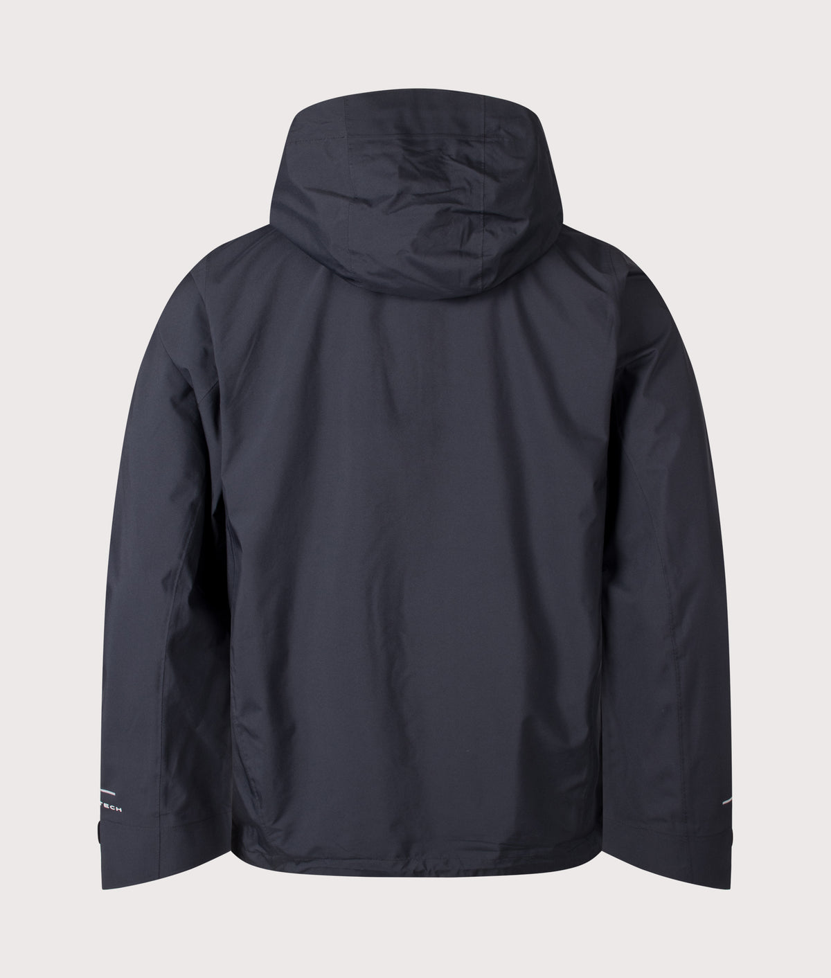 Columbia Trailborne™ 2.5L Packable Waterproof Jacket in Black at EQVVS Menswear. Back shot.