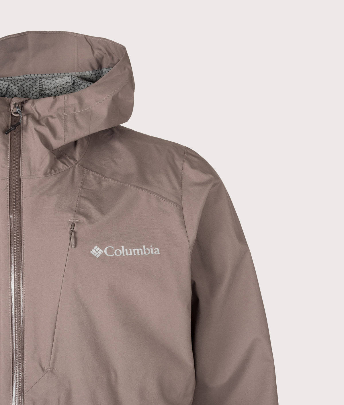 Columbia Trailborne™ 2.5L Packable Waterproof Jacket in Iron at EQVVS Menswear. Detail shot.