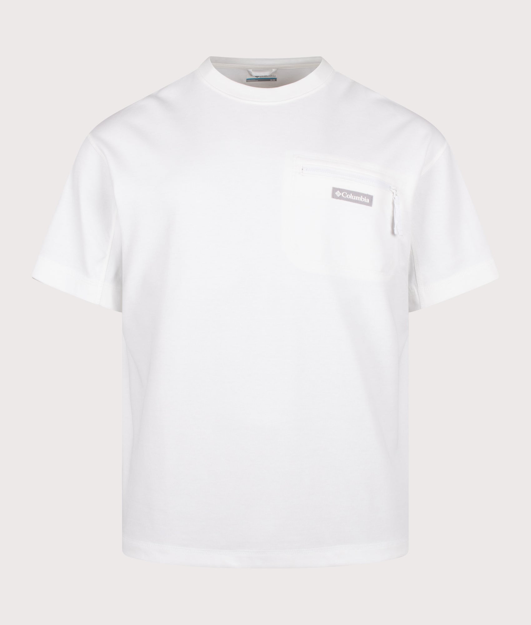 Columbia Echo Passage Crew T-Shirt in White at EQVVS Menswear. Front shot.