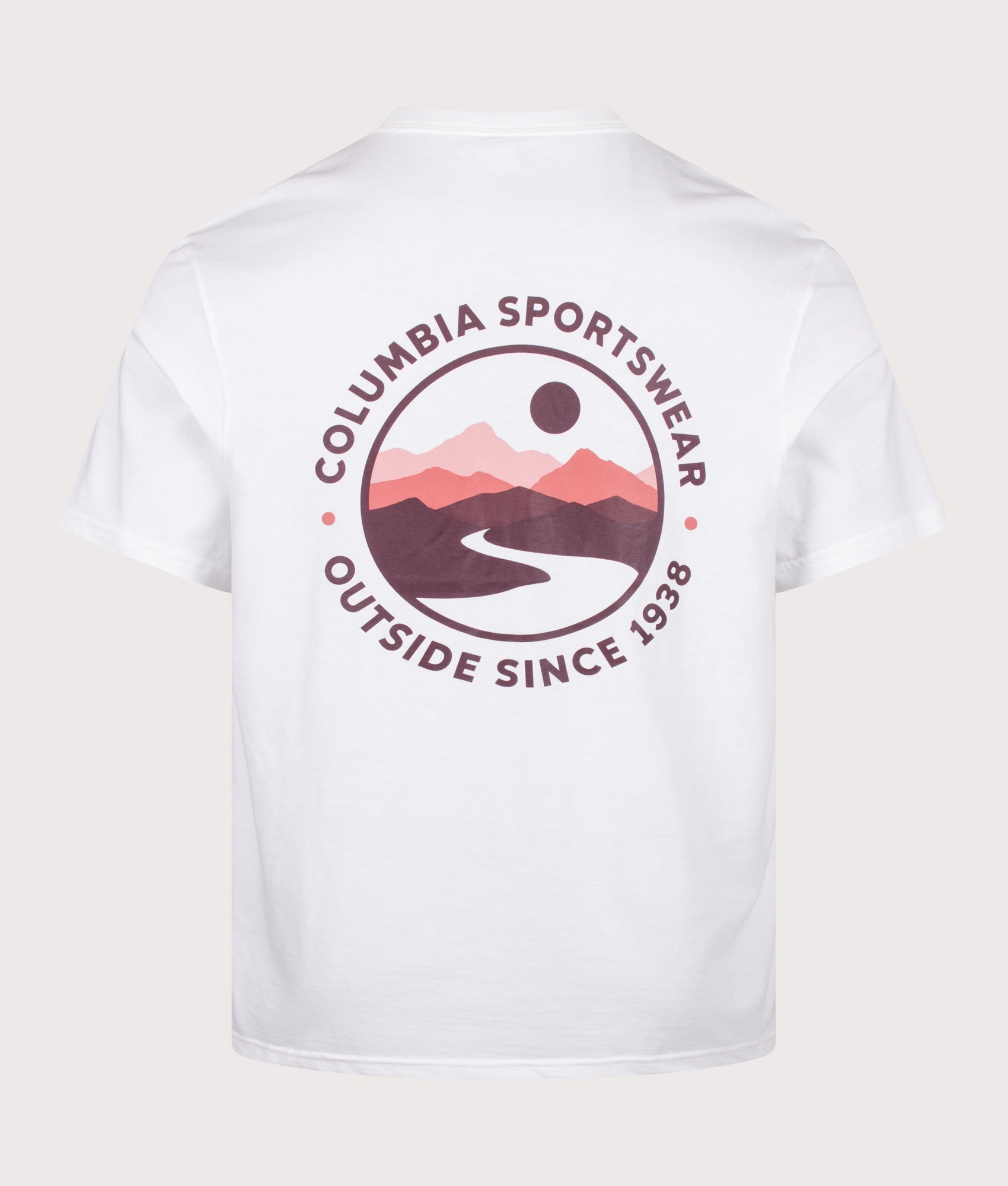 Columbia CSC Outdoor Back Graphic T-Shirt in White at EQVVS Menswear. Back shot.