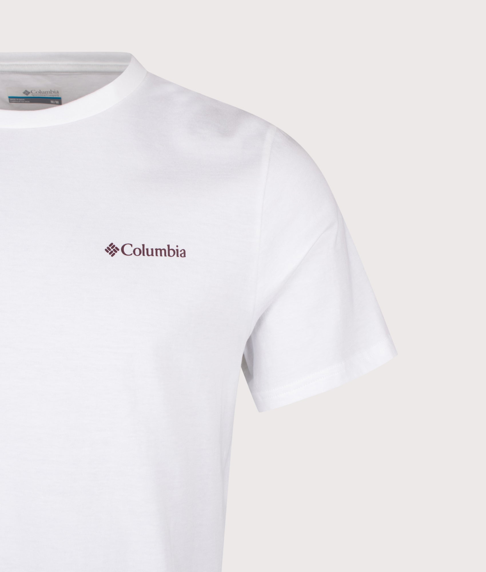 Columbia CSC Outdoor Back Graphic T-Shirt in White at EQVVS Menswear. Detail shot.