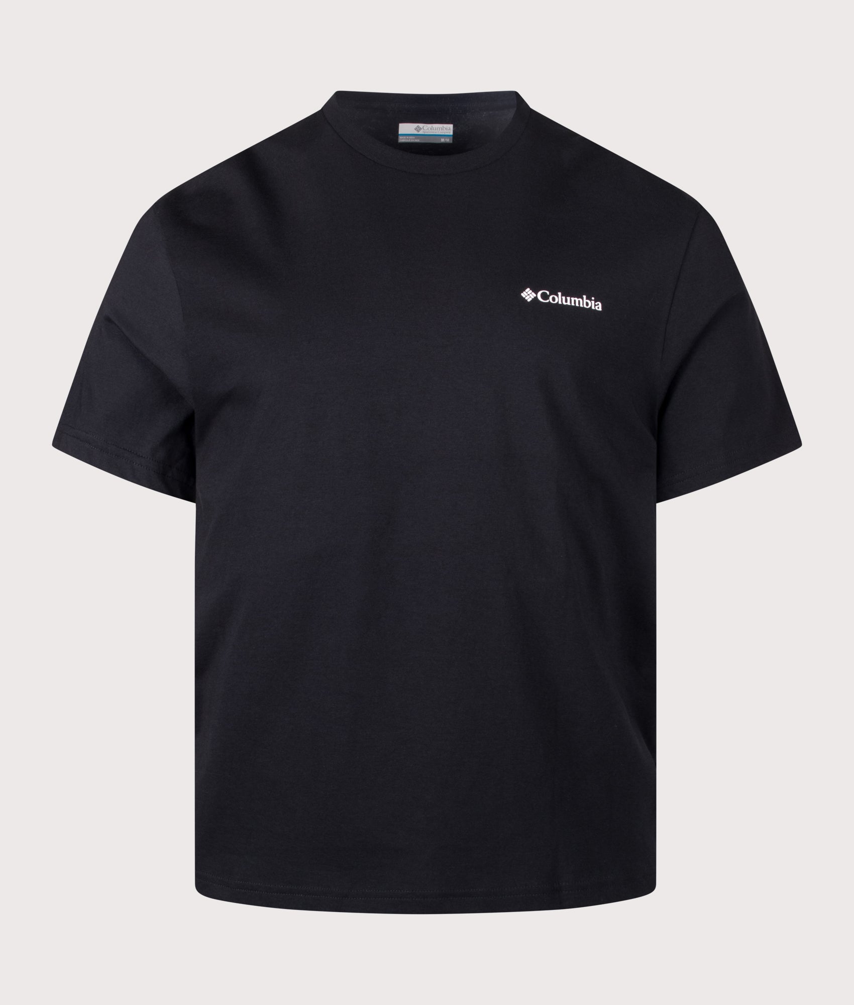 Columbia CSC Outdoor Back Graphic T-Shirt in Black at EQVVS Menswear. Front shot.