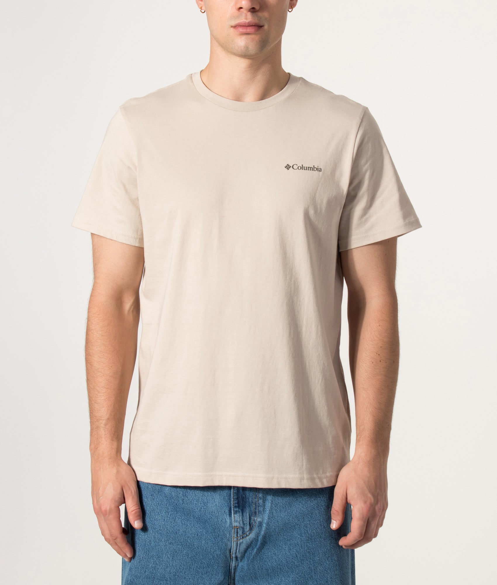 Columbia CSC Outdoor Back Graphic T-Shirt in Dark Stone at EQVVS Menswear. Model front shot.