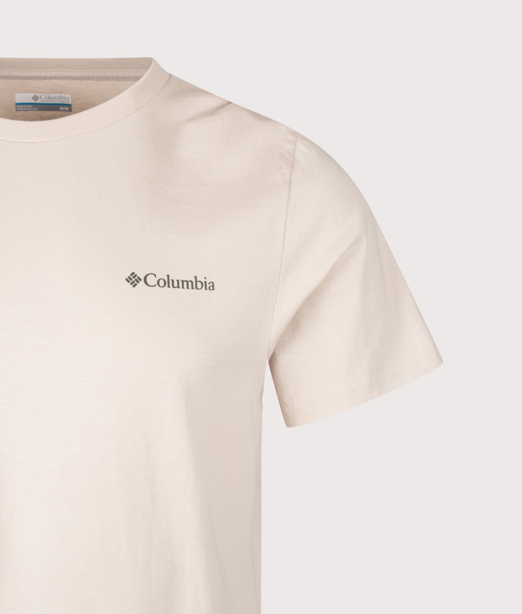Columbia CSC Outdoor Back Graphic T-Shirt in Dark Stone at EQVVS Menswear. Detail shot.
