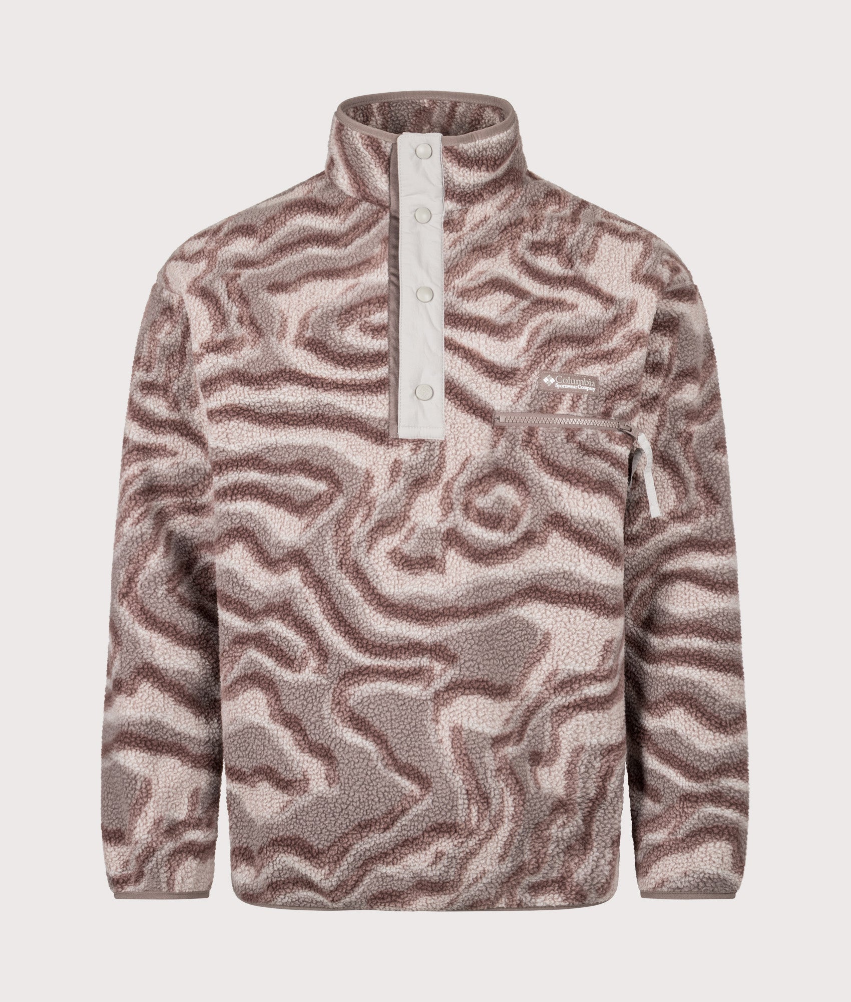 Columbia Helvetia II Printed Half Snap Fleece in Iron and Topoglitch at EQVVS Menswear. Front shot.
