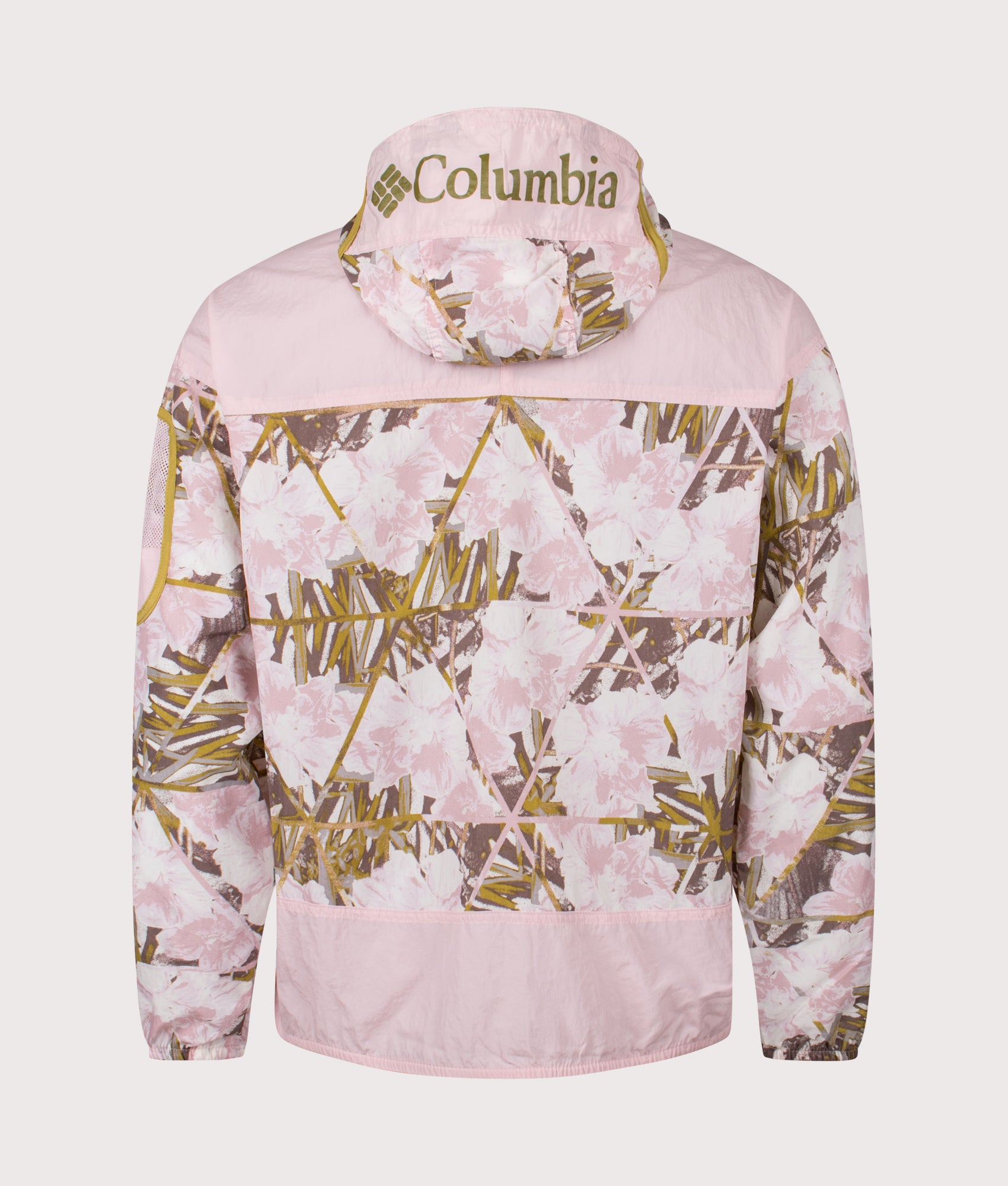 Columbia Challenger II Novelty Windbreaker in Pink Agate Florascape and Pink Agate at EQVVS Menswear. Back shot.