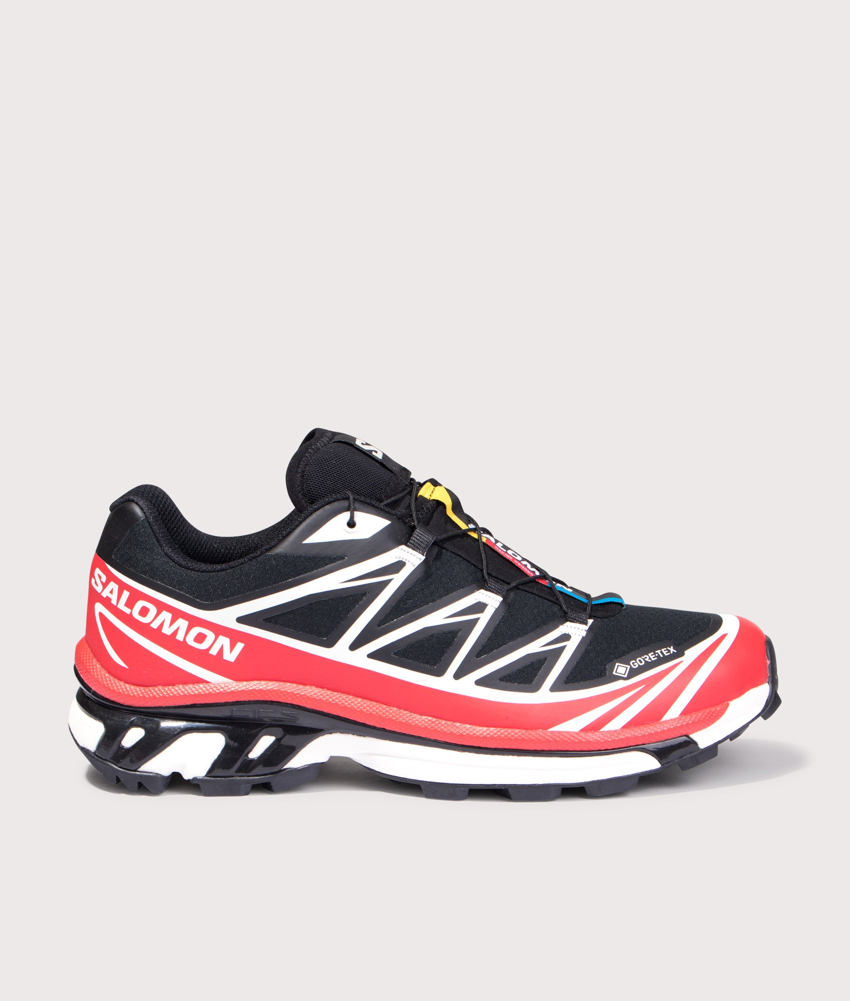 XT-6 GTX Sneakers by Salomon in Black. Shot by EQVVS. Front shot.
