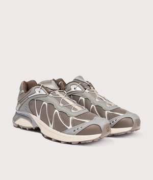 SALOMON XT-Whisper in White/Lunar Rock/FTW Silver at EQVVS Menswear. Angled front shot.