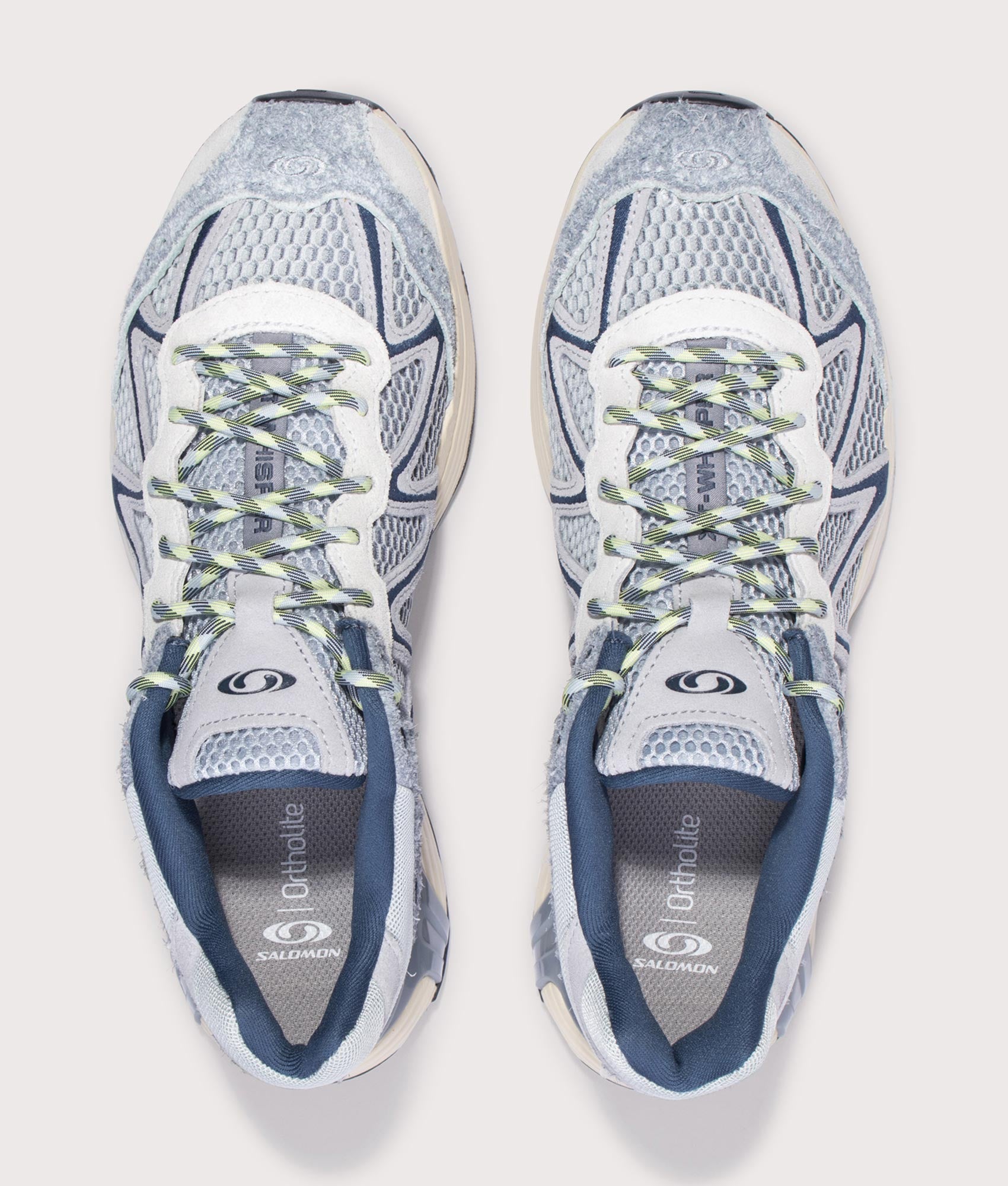Salomon XT-WHISPER EMBROIDERY Sneakers in Pearl Blue, Tradewinds and Spellbound at EQVVS Menswear. Top shot.
