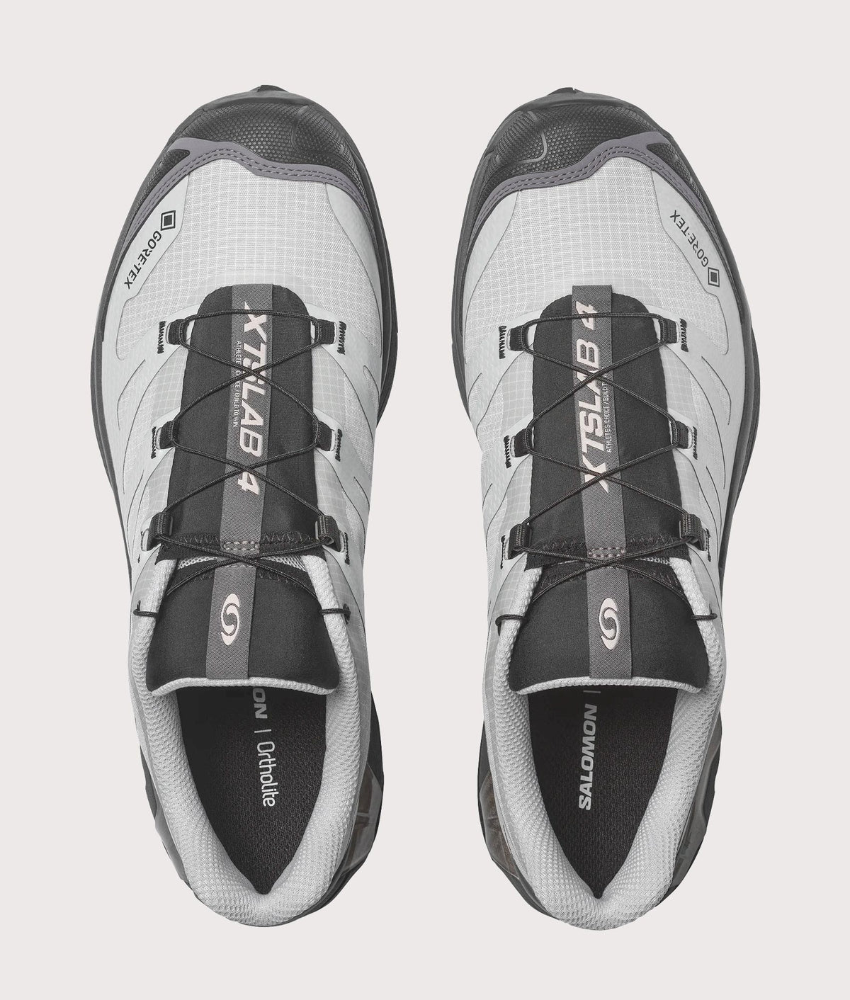 SALOMON XT-4 OG GTX Sneakers in Pearl blue, Asphalt and Black at EQVVS Menswear. Top shot.