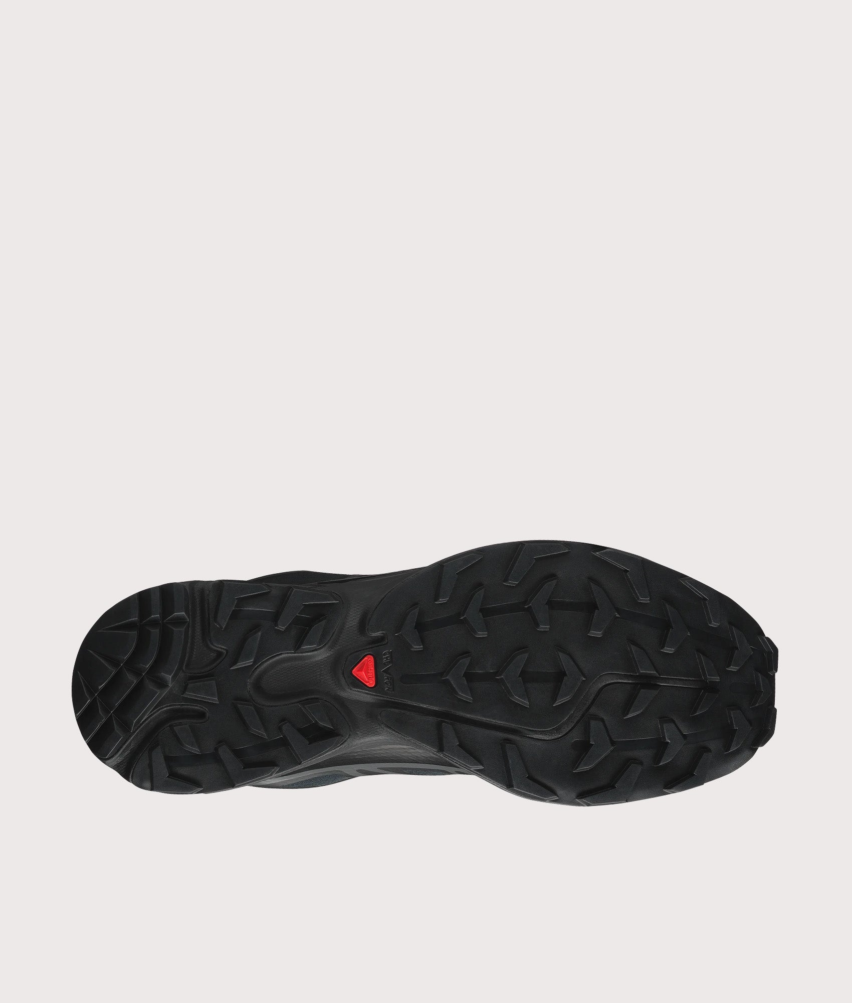 SALOMON XT-6 GTX Sneakers in Black and Asphalt at EQVVS Menswear. Tread shot.