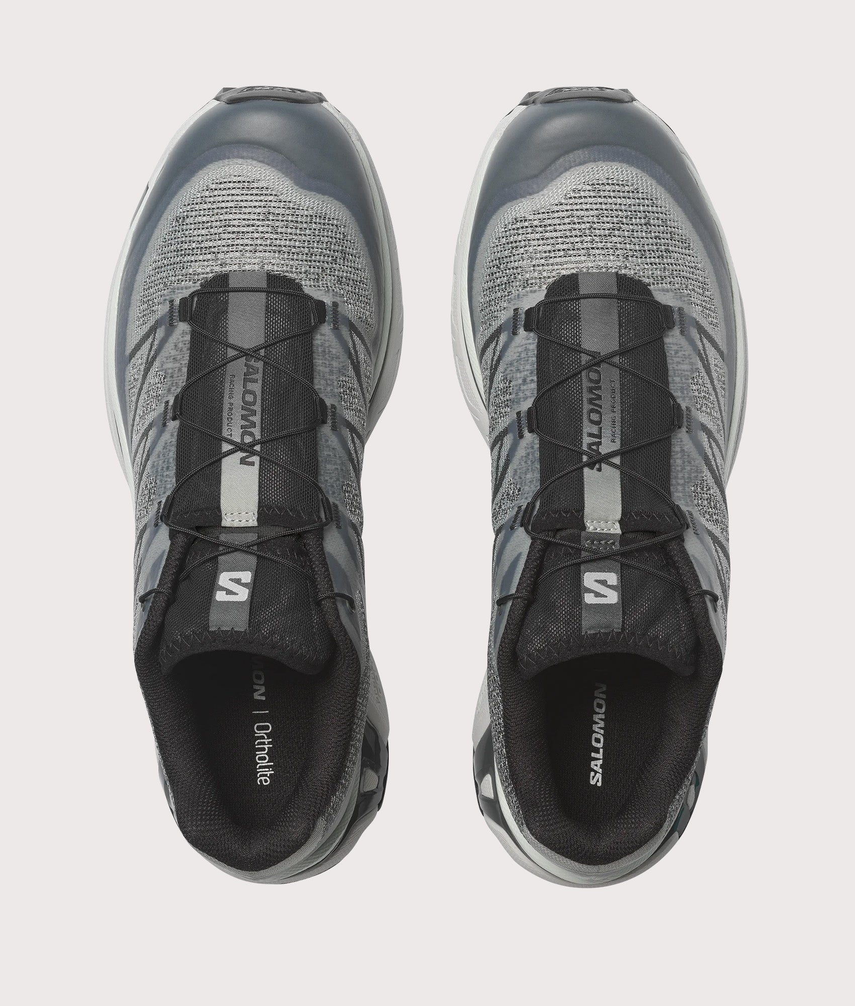 Salomon XT-6 SHADOW Sneakers in Wrought Iron, Urban Chic and Clearly Aqua at EQVVS Menswear. Top shot.