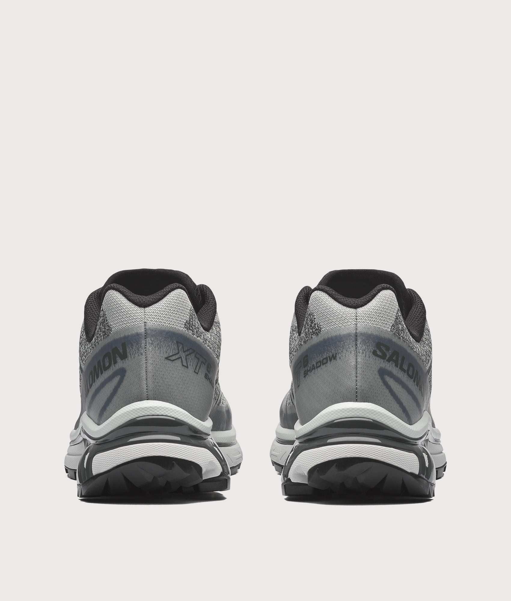 Salomon XT-6 SHADOW Sneakers in Wrought Iron, Urban Chic and Clearly Aqua at EQVVS Menswear. Back shot.