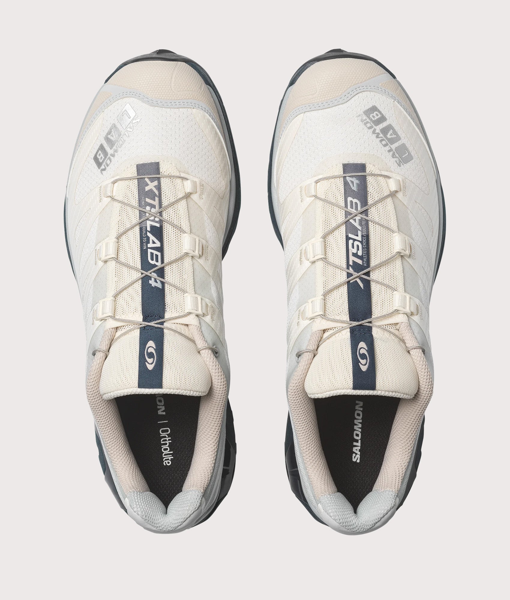 Salomon XT-4 OG in Pearl Blue, Grisaille and Vanila at EQVVS Menswear. Top shot.