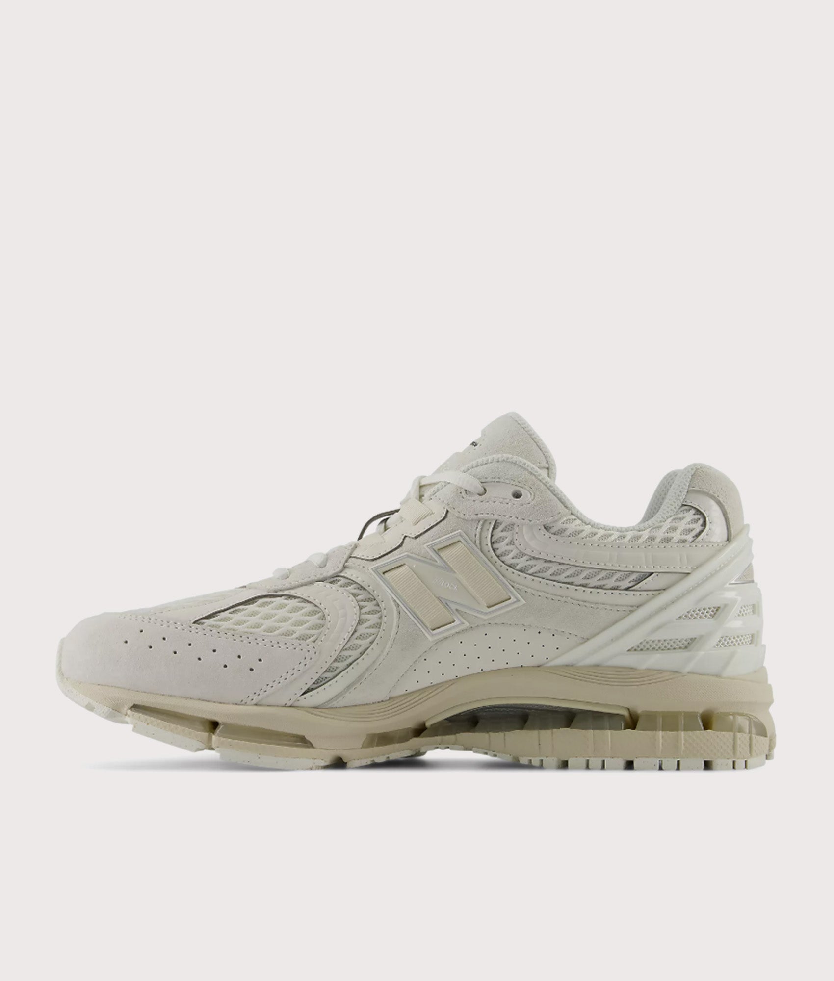 New Balance 1954R Sneakers in Sea Salt and Linen at EQVVS Menswear. Side shot.