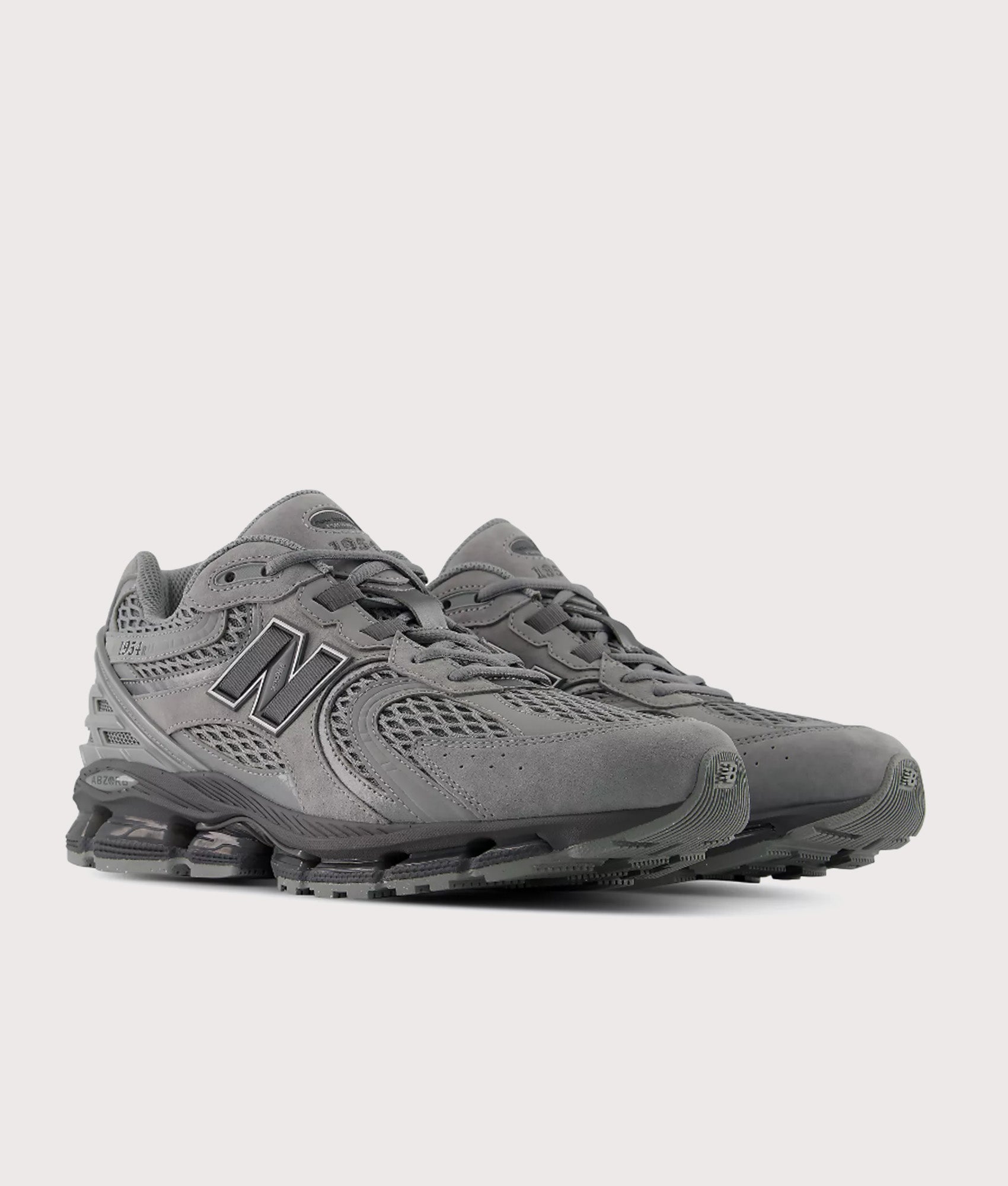 New Balance 1954R Sneakers in Slate Grey and Castlerock at EQVVS Menswear. Detail shot.