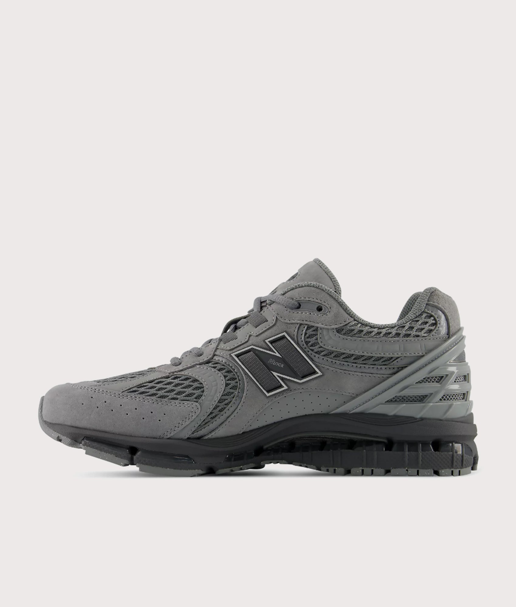 New Balance 1954R Sneakers in Slate Grey and Castlerock at EQVVS Menswear. Side shot.
